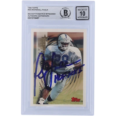 Marshall Faulk Indianapolis Colts Autographed 1994 Topps #445 Beckett Fanatics Witnessed Authenticated 10 Rookie Card with "HOF 20XI" Inscription
