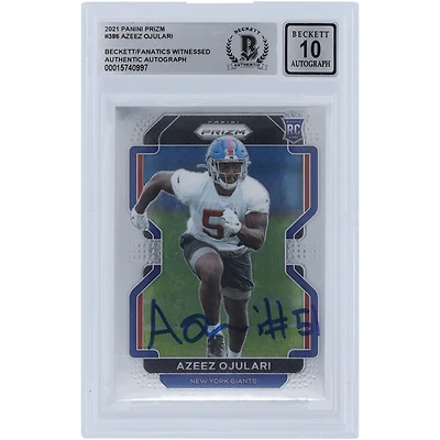 Azeez Ojulari New York Giants Autographed 2021 Panini Prizm #386 Beckett Fanatics Witnessed Authenticated 10 Rookie Card
