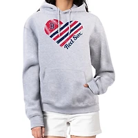 Women's G-III 4Her by Carl Banks  Heather Gray Boston Red Sox Heart Fleece Pullover Hoodie
