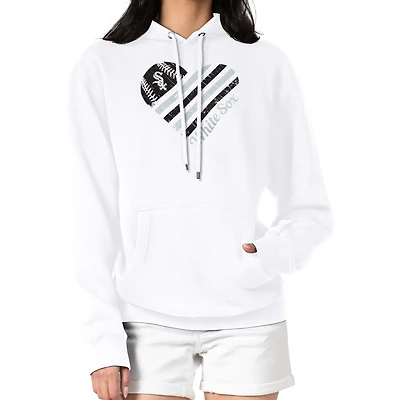 Women's G-III 4Her by Carl Banks  White Chicago White Sox Heart Fleece Pullover Hoodie