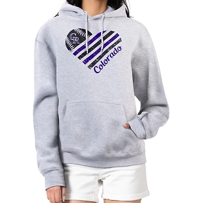 Women's G-III 4Her by Carl Banks  Heather Gray Colorado Rockies Heart Fleece Pullover Hoodie