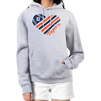 Women's G-III 4Her by Carl Banks  Heather Gray Detroit Tigers Heart Fleece Pullover Hoodie