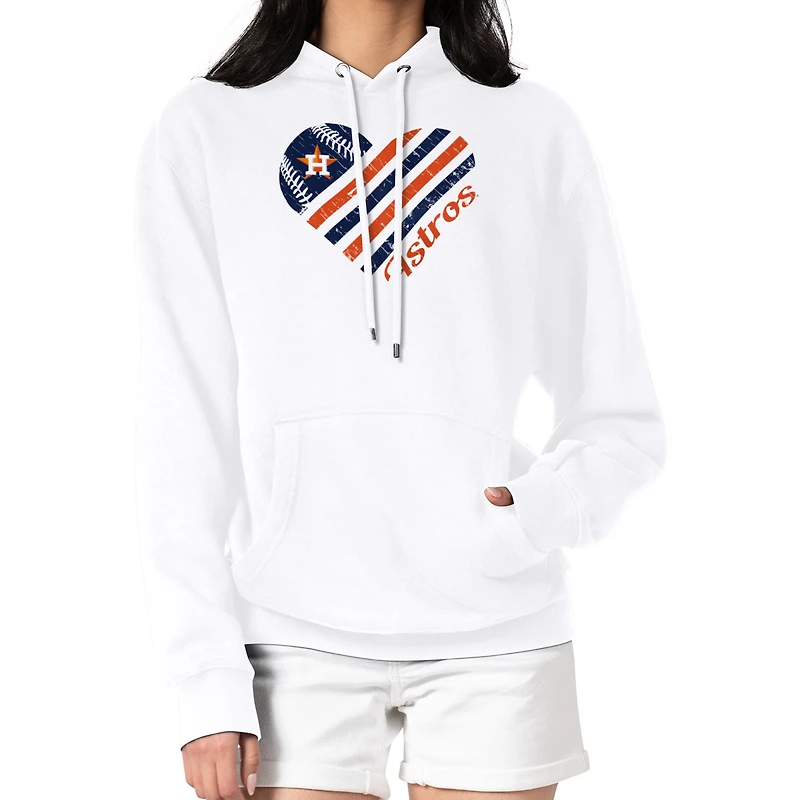 Women's G-III 4Her by Carl Banks White Houston Astros Heart Fleece Pullover Hoodie
