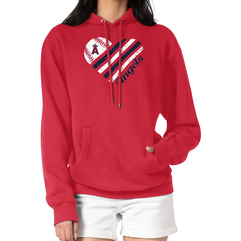Women's G-III 4Her by Carl Banks  Red Los Angeles Angels Heart Fleece Pullover Hoodie