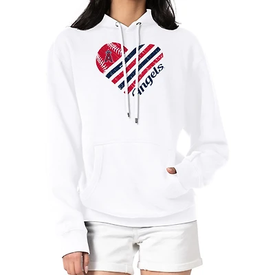 Women's G-III 4Her by Carl Banks  White Los Angeles Angels Heart Fleece Pullover Hoodie