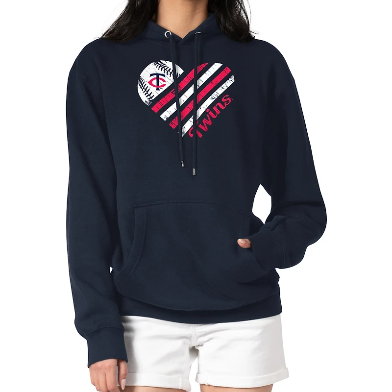Women's G-III 4Her by Carl Banks Navy Minnesota Twins Heart Fleece Pullover Hoodie