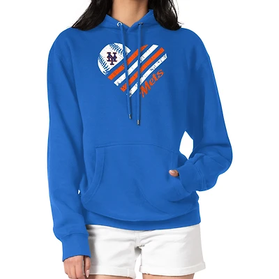 Women's G-III 4Her by Carl Banks  Royal New York Mets Heart Fleece Pullover Hoodie
