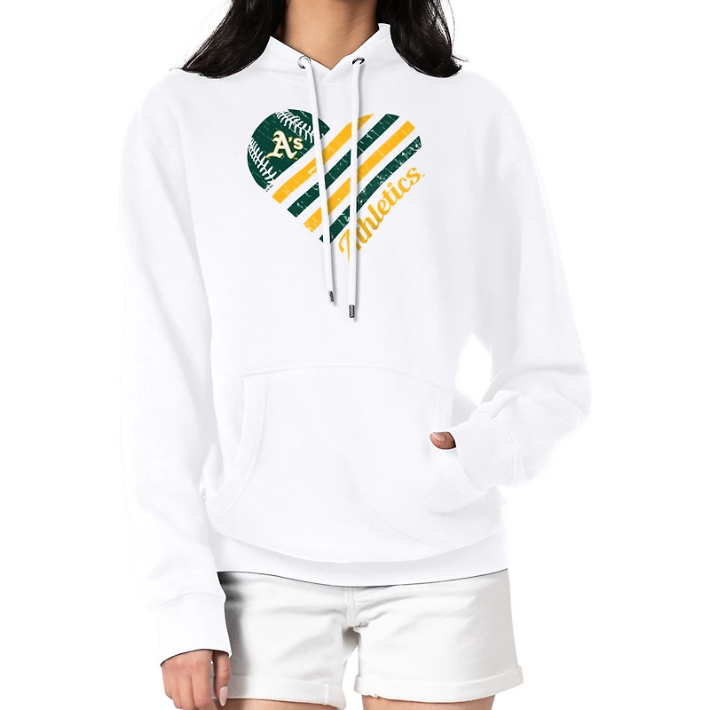 Women's G-III 4Her by Carl Banks White Athletics Heart Fleece Pullover Hoodie