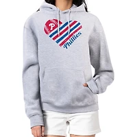 Women's G-III 4Her by Carl Banks  Heather Gray Philadelphia Phillies Heart Fleece Pullover Hoodie