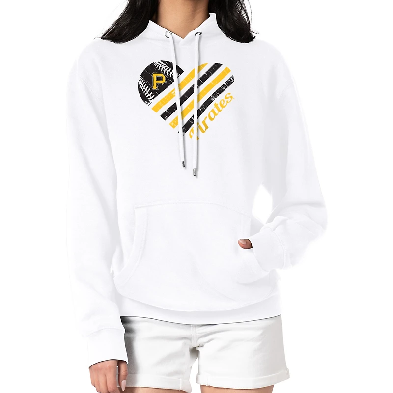 Women's G-III 4Her by Carl Banks White Pittsburgh Pirates Heart Fleece Pullover Hoodie