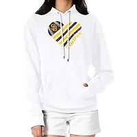 Women's G-III 4Her by Carl Banks  White San Diego Padres Heart Fleece Pullover Hoodie