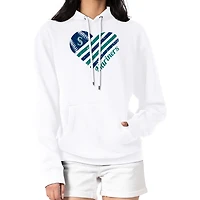 Women's G-III 4Her by Carl Banks  White Seattle Mariners Heart Fleece Pullover Hoodie