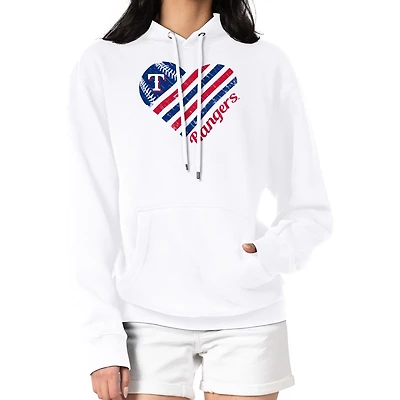 Women's G-III 4Her by Carl Banks  White Texas Rangers Heart Fleece Pullover Hoodie