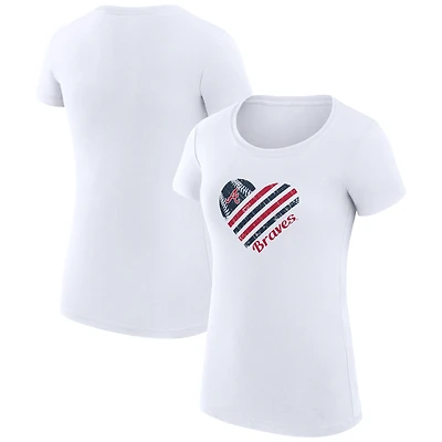 Women's G-III 4Her by Carl Banks  White Atlanta Braves Super-Slim Fit Lightweight Heart Graphic T-Shirt