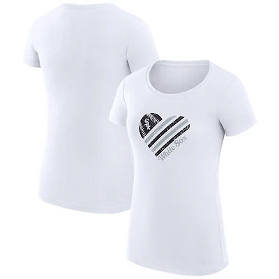 Women's G-III 4Her by Carl Banks  White Chicago White Sox Super-Slim Fit Lightweight Heart Graphic T-Shirt