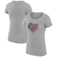 Women's G-III 4Her by Carl Banks  Heather Gray Cleveland Guardians Super-Slim Fit Lightweight Heart Graphic T-Shirt