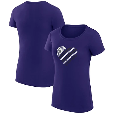 Women's G-III 4Her by Carl Banks  Purple Colorado Rockies Super-Slim Fit Lightweight Heart Graphic T-Shirt