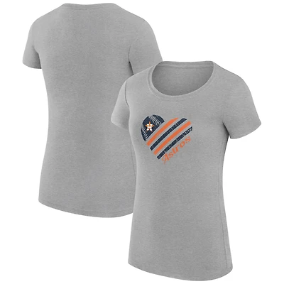 Women's G-III 4Her by Carl Banks  Heather Gray Houston Astros Super-Slim Fit Lightweight Heart Graphic T-Shirt