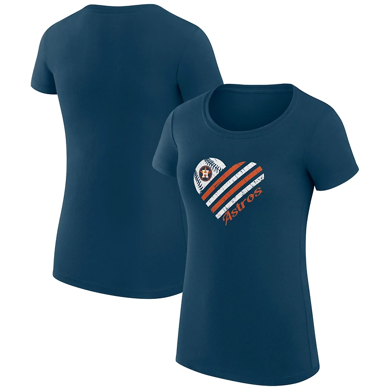 Women's G-III 4Her by Carl Banks  Navy Houston Astros Super-Slim Fit Lightweight Heart Graphic T-Shirt