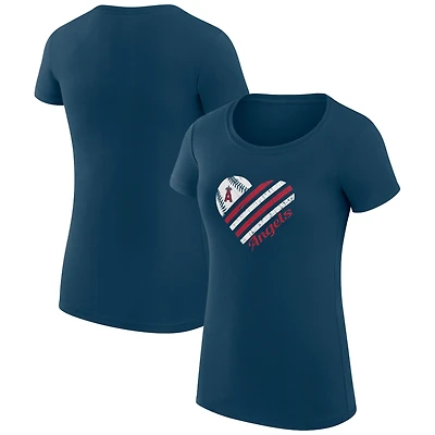 Women's G-III 4Her by Carl Banks  Navy Los Angeles Angels Super-Slim Fit Lightweight Heart Graphic T-Shirt