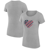 Women's G-III 4Her by Carl Banks  Heather Gray Minnesota Twins Super-Slim Fit Lightweight Heart Graphic T-Shirt