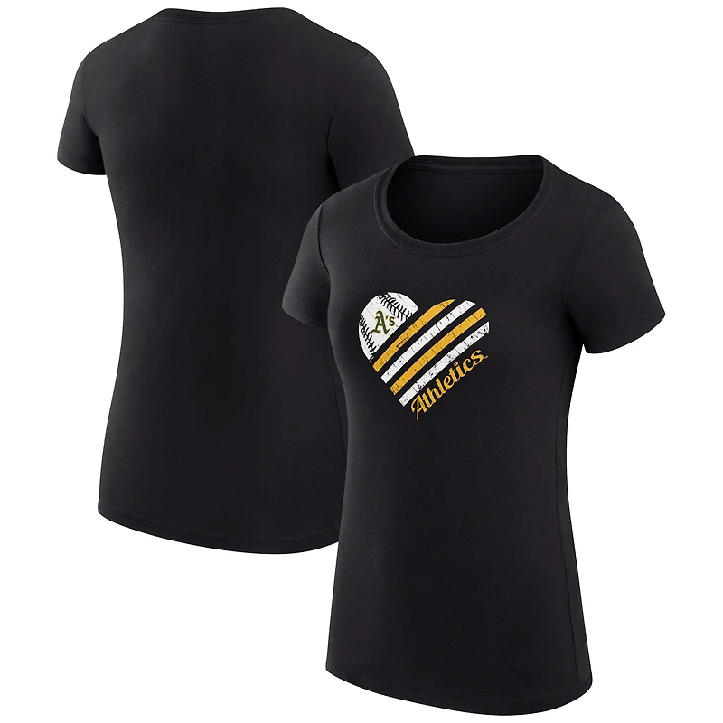 Women's G-III 4Her by Carl Banks  Black Athletics Super-Slim Fit Lightweight Heart Graphic T-Shirt