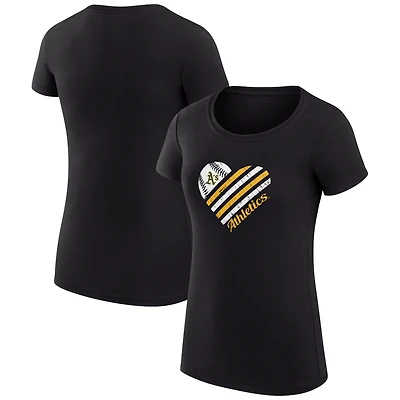 Women's G-III 4Her by Carl Banks  Black Athletics Super-Slim Fit Lightweight Heart Graphic T-Shirt