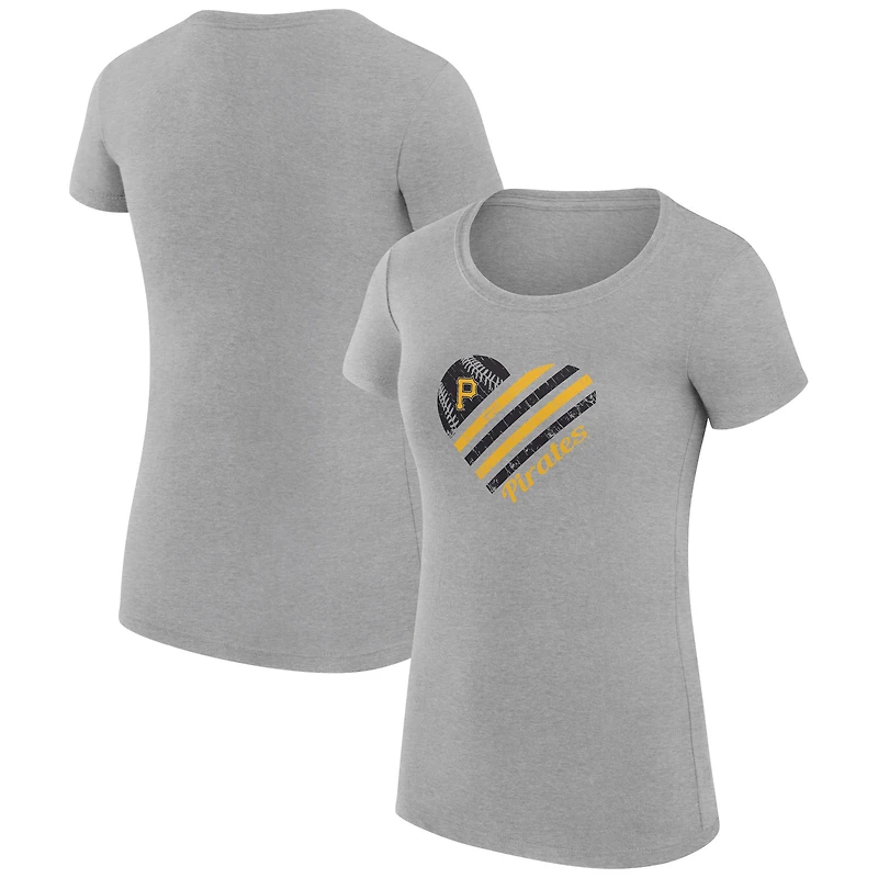 Women's G-III 4Her by Carl Banks  Heather Gray Pittsburgh Pirates Super-Slim Fit Lightweight Heart Graphic T-Shirt