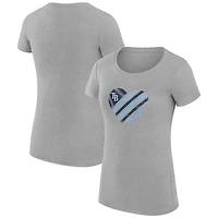 Women's G-III 4Her by Carl Banks  Heather Gray Tampa Bay Rays Super-Slim Fit Lightweight Heart Graphic T-Shirt