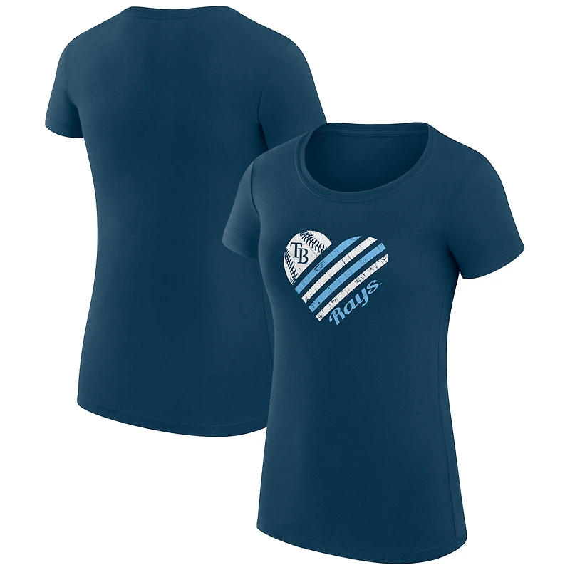 Women's G-III 4Her by Carl Banks  Navy Tampa Bay Rays Super-Slim Fit Lightweight Heart Graphic T-Shirt