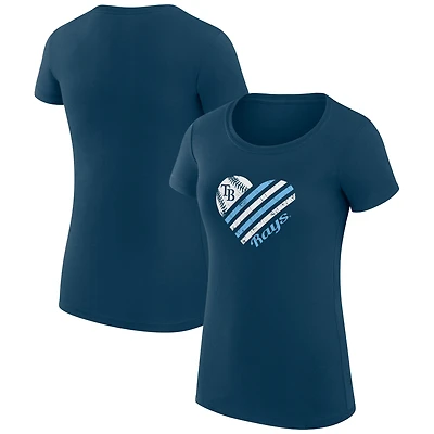 Women's G-III 4Her by Carl Banks  Navy Tampa Bay Rays Super-Slim Fit Lightweight Heart Graphic T-Shirt