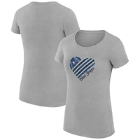 Women's G-III 4Her by Carl Banks  Heather Gray Toronto Blue Jays Super-Slim Fit Lightweight Heart Graphic T-Shirt