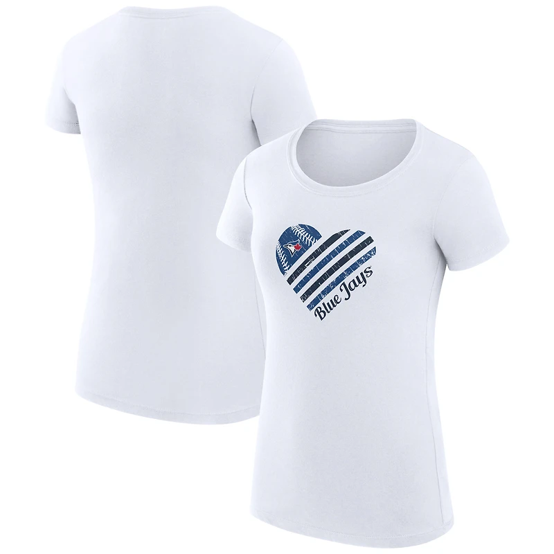 Women's G-III 4Her by Carl Banks  White Toronto Blue Jays Super-Slim Fit Lightweight Heart Graphic T-Shirt