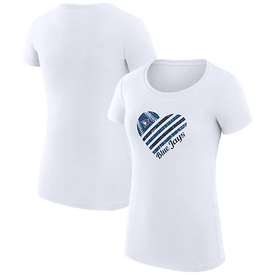 Women's G-III 4Her by Carl Banks  White Toronto Blue Jays Super-Slim Fit Lightweight Heart Graphic T-Shirt