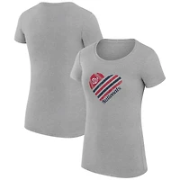 Women's G-III 4Her by Carl Banks  Heather Gray Washington Nationals Super-Slim Fit Lightweight Heart Graphic T-Shirt