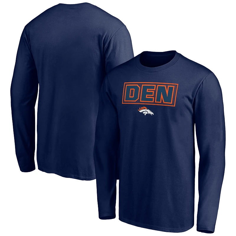 Men's Navy Denver Broncos Squad Throwbacks Long Sleeve T-Shirt