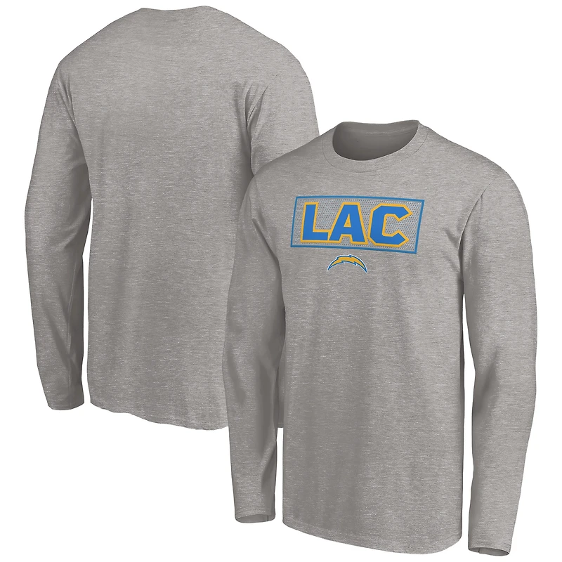 Men's Heather Gray Los Angeles Chargers Squad Throwbacks Long Sleeve T-Shirt