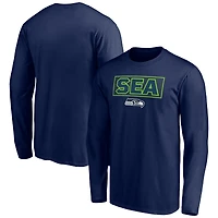 Men's College Navy Seattle Seahawks Squad Throwbacks Long Sleeve T-Shirt