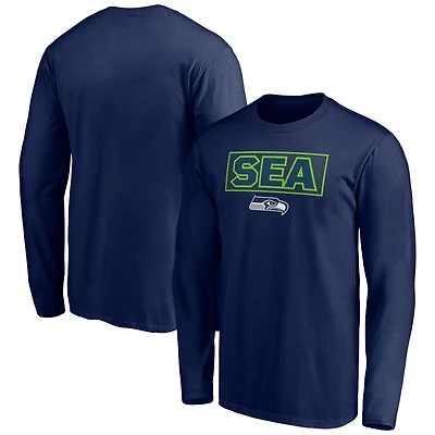 Men's College Navy Seattle Seahawks Squad Throwbacks Long Sleeve T-Shirt