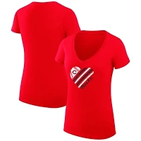 Women's G-III 4Her by Carl Banks  Red Cincinnati Reds Super-Slim Fit Lightweight Heart V-Neck T-Shirt