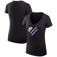 Women's G-III 4Her by Carl Banks  Black Colorado Rockies Super-Slim Fit Lightweight Heart V-Neck T-Shirt