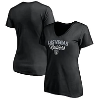 Women's Black Las Vegas Raiders Depth Chart V-Neck T-Shirt