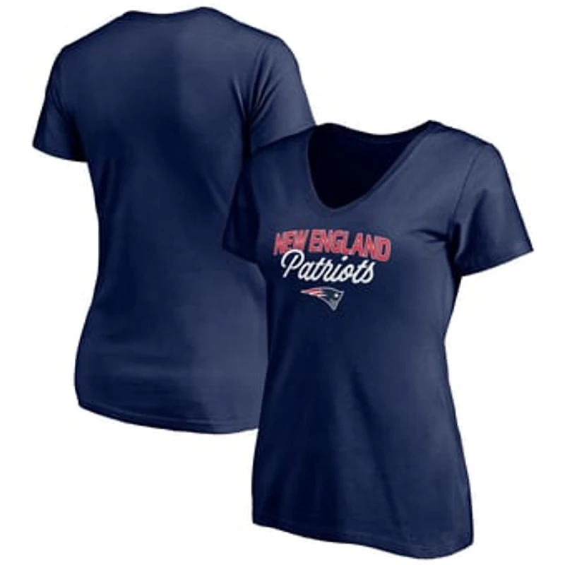 Women's Navy New England Patriots Depth Chart V-Neck T-Shirt