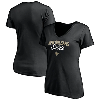 Women's Black New Orleans Saints Depth Chart V-Neck T-Shirt