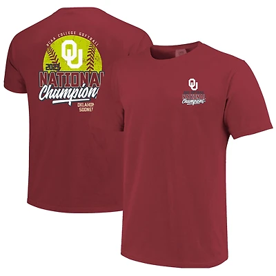Unisex Comfort Colors  Crimson Oklahoma Sooners 2023 NCAA Softball Women's College World Series Champions Overlay T-Shirt