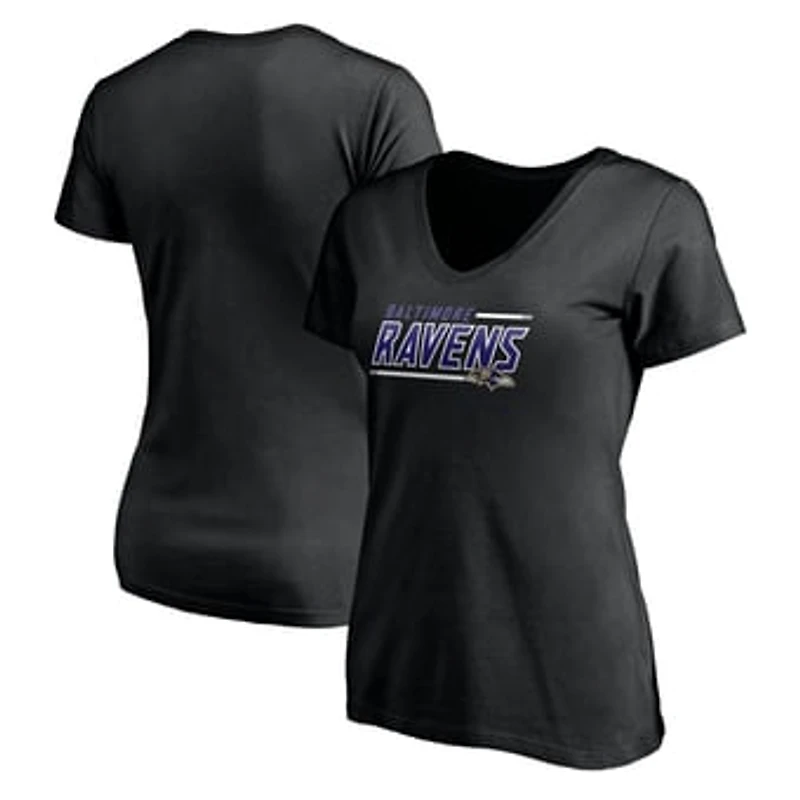 Women's Black Baltimore Ravens Mascot In Bounds V-Neck T-Shirt