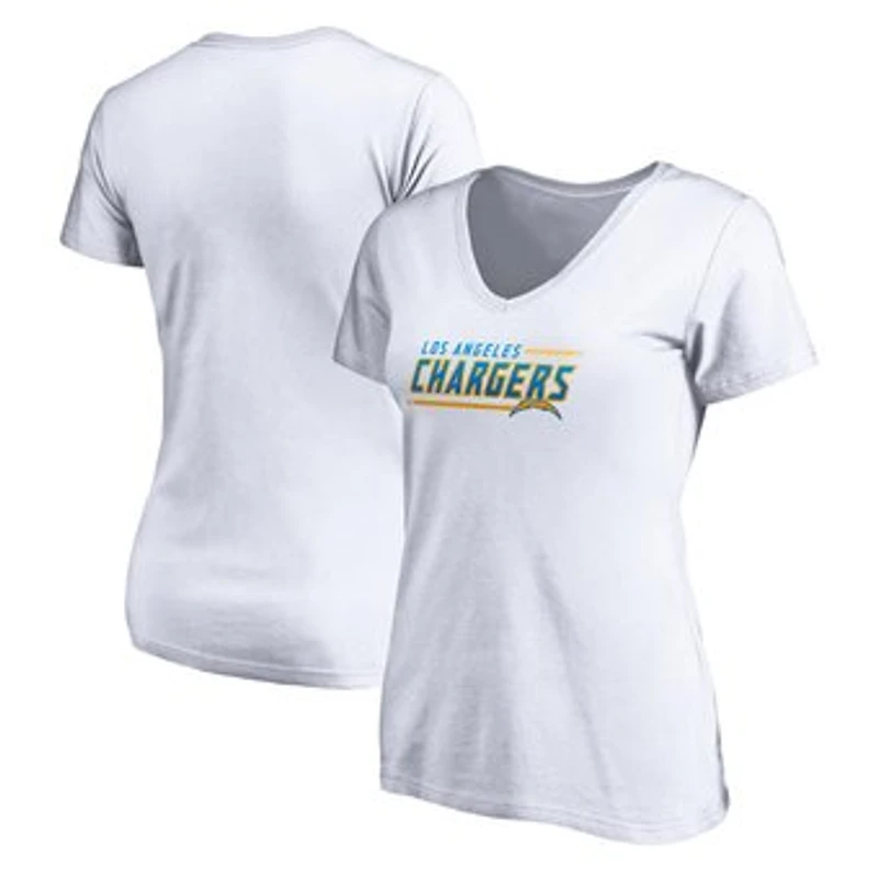 Women's White Los Angeles Chargers Mascot In Bounds V-Neck T-Shirt