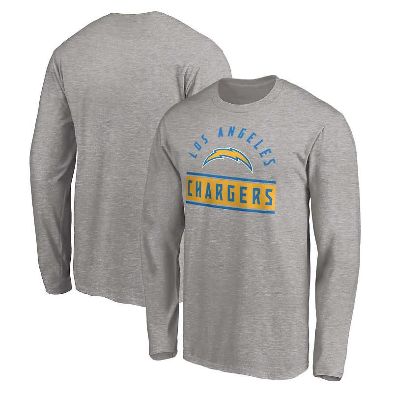 Men's Heather Gray Los Angeles Chargers Team Arch Knockout Long Sleeve T-Shirt