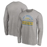 Men's Heather Gray Los Angeles Chargers Team Arch Knockout Long Sleeve T-Shirt