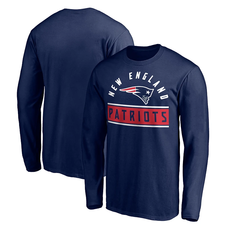 Men's Navy New England Patriots Team Arch Knockout Long Sleeve T-Shirt